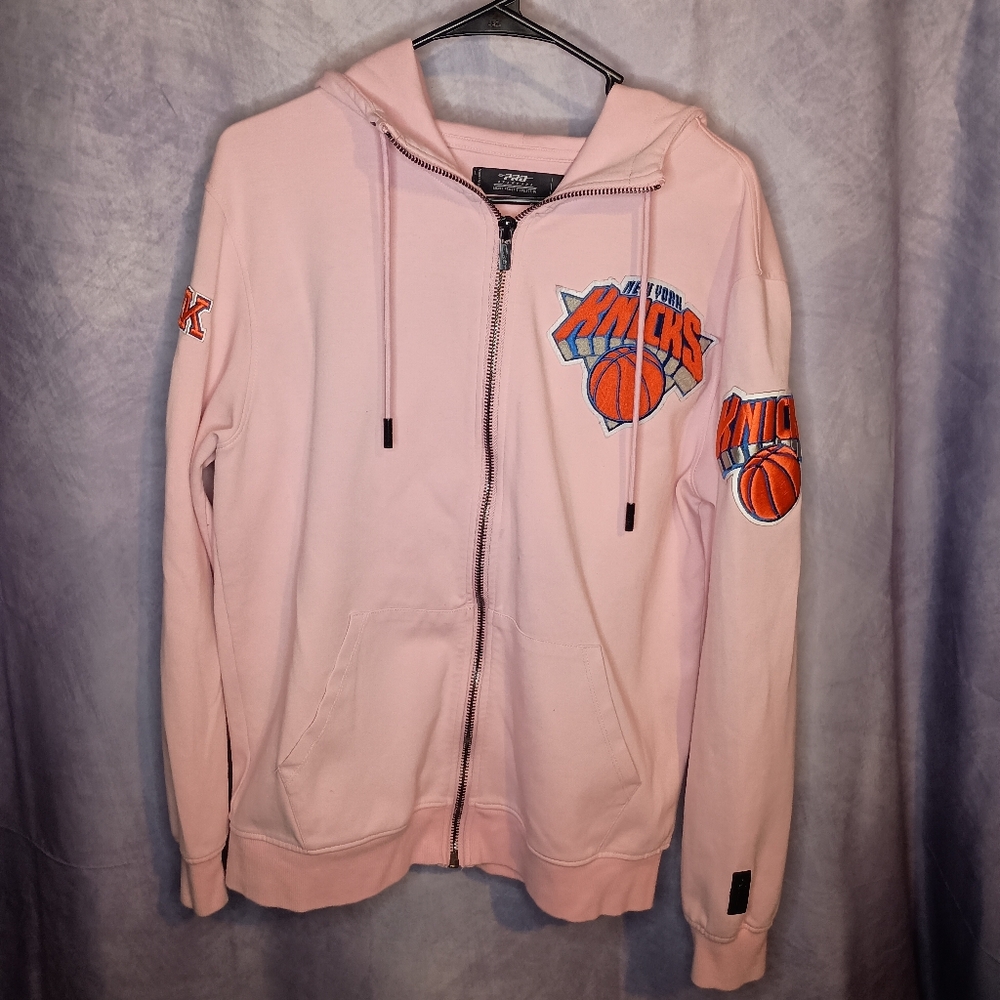 Pro Standard NBA New York Knicks Pink Chenille Zip Up Hoodie